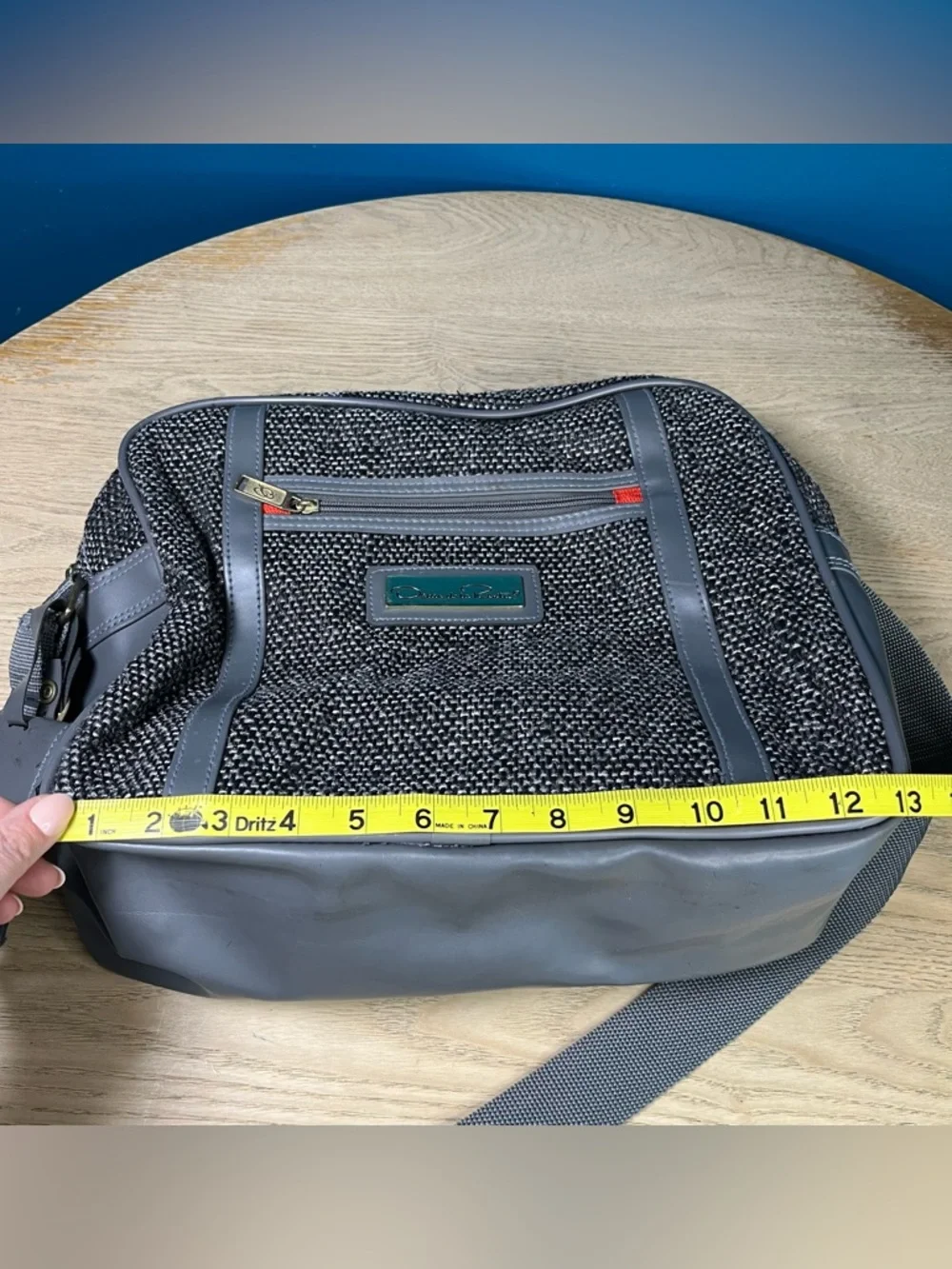 Oscar De La Renta Vintage 80s Travel Bag Gray Tweed Carry On Luggage